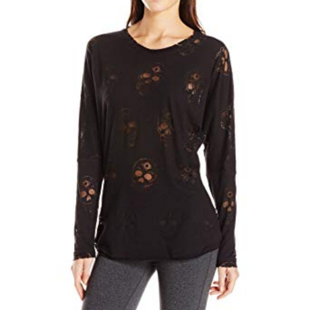 Terez Black Sugar Skull Burnout Top XS
